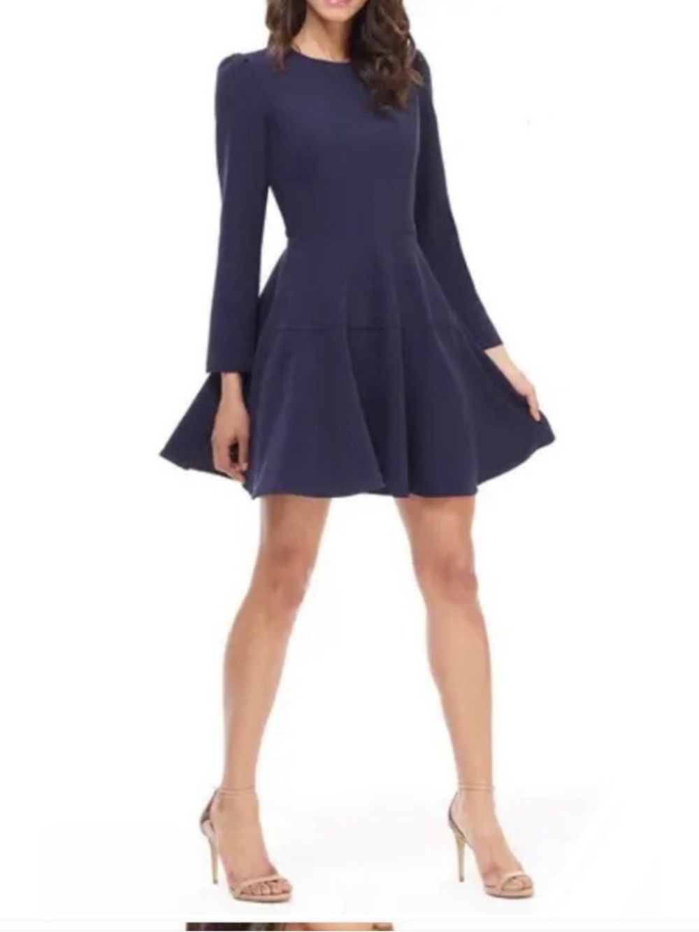 Gal Meets Glam Navy Long-Sleeve Fit-and-Flare Dress-Never Worn (NWOT)